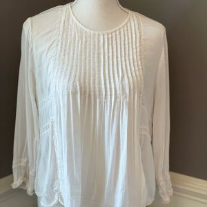Zara Trafulac Sz L Crochet Trim Blouse